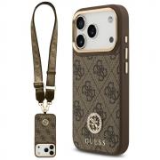 Carcasa 4G Strass Logo & Big Strap Metal Buttons cu MagSafe compatibila cu iPhone 17 Pro, Maro