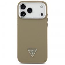 Carcasa Guess Grained Triangle Logo cu MagSafe compatibila cu iPhone 17 Pro, Maro
