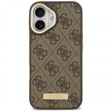 Carcasa Guess 4G Logo Plate cu MagSafe compatibila cu iPhone 17, Maro