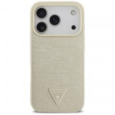 Carcasa Guess Croco Triangle Logo cu MagSafe compatibila cu iPhone 17 Pro, Gold