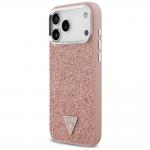 Carcasa Guess Glitter Triangle Logo cu MagSafe compatibila cu iPhone 17 Pro Max, Roz 3 - lerato.ro