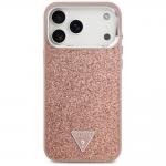Carcasa Guess Glitter Triangle Logo cu MagSafe compatibila cu iPhone 17 Pro Max, Roz 2 - lerato.ro