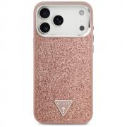Carcasa Guess Glitter Triangle Logo cu MagSafe compatibila cu iPhone 17 Pro Max, Roz