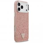 Carcasa Guess Glitter Triangle Logo cu MagSafe compatibila cu iPhone 17 Pro Max, Roz 5 - lerato.ro