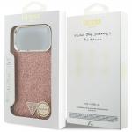 Carcasa Guess Glitter Triangle Logo cu MagSafe compatibila cu iPhone 17 Pro Max, Roz 9 - lerato.ro