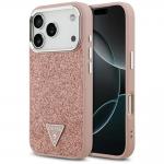 Carcasa Guess Glitter Triangle Logo cu MagSafe compatibila cu iPhone 17 Pro, Roz 4 - lerato.ro