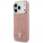 Carcasa Guess Glitter Triangle Logo cu MagSafe compatibila cu iPhone 17 Pro, Roz 3 - lerato.ro