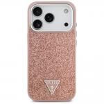 Carcasa Guess Glitter Triangle Logo cu MagSafe compatibila cu iPhone 17 Pro, Roz 2 - lerato.ro