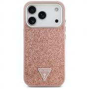 Carcasa Guess Glitter Triangle Logo cu MagSafe compatibila cu iPhone 17 Pro, Roz