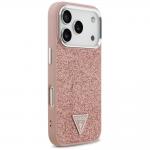 Carcasa Guess Glitter Triangle Logo cu MagSafe compatibila cu iPhone 17 Pro, Roz 5 - lerato.ro