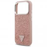 Carcasa Guess Glitter Triangle Logo cu MagSafe compatibila cu iPhone 17 Pro, Roz 7 - lerato.ro
