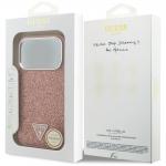 Carcasa Guess Glitter Triangle Logo cu MagSafe compatibila cu iPhone 17 Pro, Roz 9 - lerato.ro