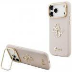 Carcasa Guess Grained Big 4G cu Stand compatibila cu iPhone 17 Pro Max, Roz 4 - lerato.ro