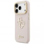 Carcasa Guess Grained Big 4G cu Stand compatibila cu iPhone 17 Pro, Roz 3 - lerato.ro