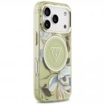Carcasa Guess IML Glitter Flowers Triangle cu MagSafe compatibila cu iPhone 17 Pro Max, Verde 5 - lerato.ro