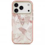 Carcasa Guess Jungle Tonal Triangle cu MagSafe compatibila cu iPhone 17 Pro, Roz 2 - lerato.ro