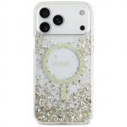 Carcasa Guess Resin Bottom Glitter cu MagSafe compatibila cu iPhone 17 Pro Max, Gold