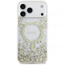 Carcasa Guess Resin Bottom Glitter cu MagSafe compatibila cu iPhone 17 Pro Max, Gold