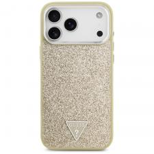 Carcasa Guess Glitter Triangle Logo cu MagSafe compatibila cu iPhone 17 Pro Max, Gold