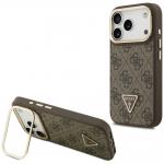 Carcasa Guess 4G PU Triangle Logo cu Stand si Magsafe compatibila cu iPhone 17 Pro, Maro 4 - lerato.ro