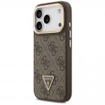 Carcasa Guess 4G PU Triangle Logo cu Stand si Magsafe compatibila cu iPhone 17 Pro, Maro 3 - lerato.ro