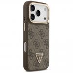 Carcasa Guess 4G PU Triangle Logo cu Stand si Magsafe compatibila cu iPhone 17 Pro, Maro 5 - lerato.ro
