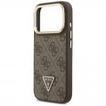 Carcasa Guess 4G PU Triangle Logo cu Stand si Magsafe compatibila cu iPhone 17 Pro, Maro 7 - lerato.ro