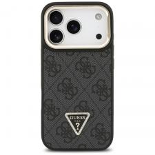 Carcasa Guess 4G PU Triangle Logo cu Stand si Magsafe compatibila cu iPhone 17 Pro, Negru