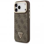 Carcasa Guess 4G PU Triangle Logo cu Stand si Magsafe compatibila cu iPhone 17 Pro Max, Maro 3 - lerato.ro