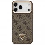 Carcasa Guess 4G PU Triangle Logo cu Stand si Magsafe compatibila cu iPhone 17 Pro Max, Maro 2 - lerato.ro
