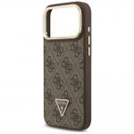 Carcasa Guess 4G PU Triangle Logo cu Stand si Magsafe compatibila cu iPhone 17 Pro Max, Maro 7 - lerato.ro