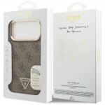 Carcasa Guess 4G PU Triangle Logo cu Stand si Magsafe compatibila cu iPhone 17 Pro Max, Maro 9 - lerato.ro