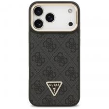 Carcasa Guess 4G PU Triangle Logo cu Stand si Magsafe compatibila cu iPhone 17 Pro Max, Negru
