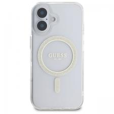 Carcasa Guess IML Glitter Circle cu MagSafe compatibila cu iPhone 16 Plus, Transparent