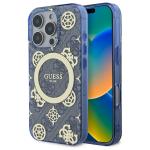 Carcasa Guess IML Peony On 4G Background cu MagSafe compatibila cu iPhone 16 Pro Max, Albastru 4 - lerato.ro