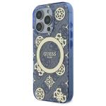 Carcasa Guess IML Peony On 4G Background cu MagSafe compatibila cu iPhone 16 Pro Max, Albastru 3 - lerato.ro