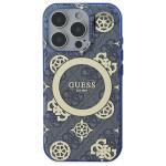 Carcasa Guess IML Peony On 4G Background cu MagSafe compatibila cu iPhone 16 Pro Max, Albastru 2 - lerato.ro