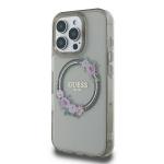 Carcasa Guess IML Flowers Wreath cu MagSafe compatibila cu iPhone 16 Pro Max, Negru 3 - lerato.ro