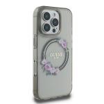 Carcasa Guess IML Flowers Wreath cu MagSafe compatibila cu iPhone 16 Pro Max, Negru 5 - lerato.ro