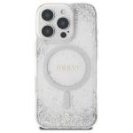 Carcasa GuessResin Gradient Glitter cu MagSafe compatibila cu iPhone 16 Pro, Silver 2 - lerato.ro