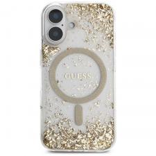 Carcasa Guess HC Resin Bottom Glitter cu MagSafe compatibila cu iPhone 16, Gold