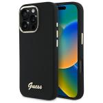 Carcasa Guess Silicone Script Metal Logo and Frame compatibila cu iPhone 16 Pro Max, Negru 4 - lerato.ro