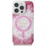 Carcasa Guess HC Resin Bottom Glitter cu MagSafe compatibila cu iPhone 16 Pro, Roz 2 - lerato.ro