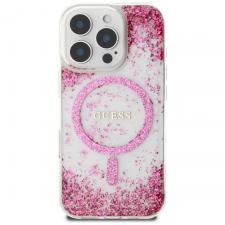Carcasa Guess HC Resin Bottom Glitter cu MagSafe compatibila cu iPhone 16 Pro, Roz