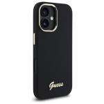 Carcasa Guess Silicone Script Metal Logo and Freme compatibila cu iPhone 16 Plus, Negru 5 - lerato.ro