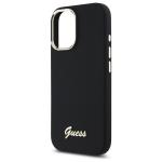 Carcasa Guess Silicone Script Metal Logo and Freme compatibila cu iPhone 16 Plus, Negru 7 - lerato.ro