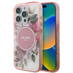 Carcasa Guess IML Flower Tonal Circle cu MagSafe compatibila cu iPhone 16 Pro Max, Roz 4 - lerato.ro