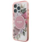 Carcasa Guess IML Flower Tonal Circle cu MagSafe compatibila cu iPhone 16 Pro Max, Roz 3 - lerato.ro