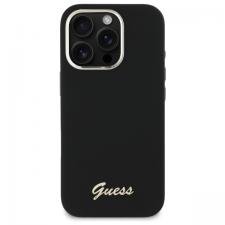 Carcasa Guess Silicone Script Metal Logo and Frame compatibila cu iPhone 16 Pro, Negru