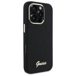 Carcasa Guess Silicone Script Metal Logo and Frame compatibila cu iPhone 16 Pro, Negru 5 - lerato.ro
